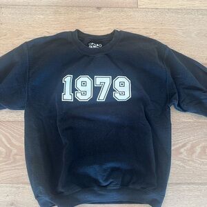 Black Crewneck vintage-look Sweatshirt with 1979 Print